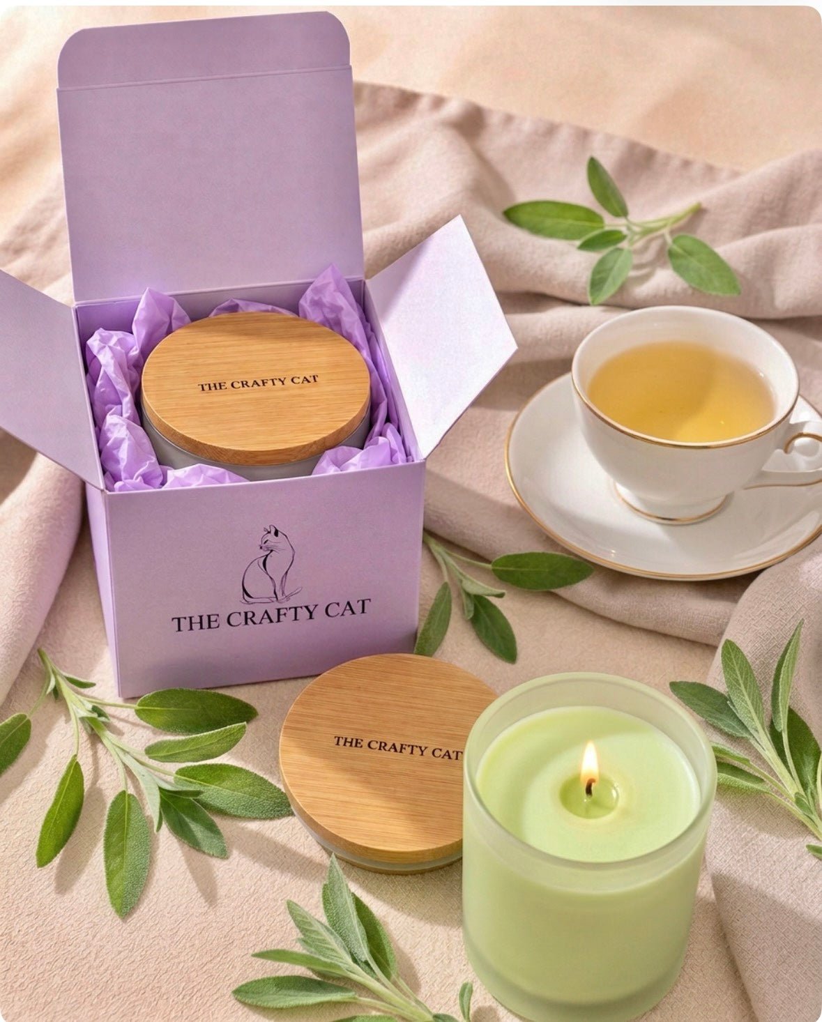 White Tea Garden 7oz Candle - The Crafty Cat
